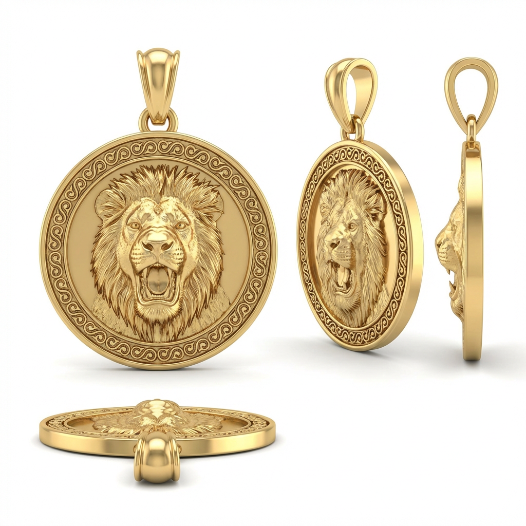 Lion Portrait Pendant Necklace in Gold or Sterling Silver – Regal Wildlife Jewelry, Powerful Animal Design for Collectors