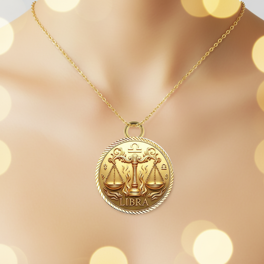 Libra Zodiac Necklace Pendant – Constellation Astrology Jewelry, 3D Printed Gold/Silver/Brass Pendant