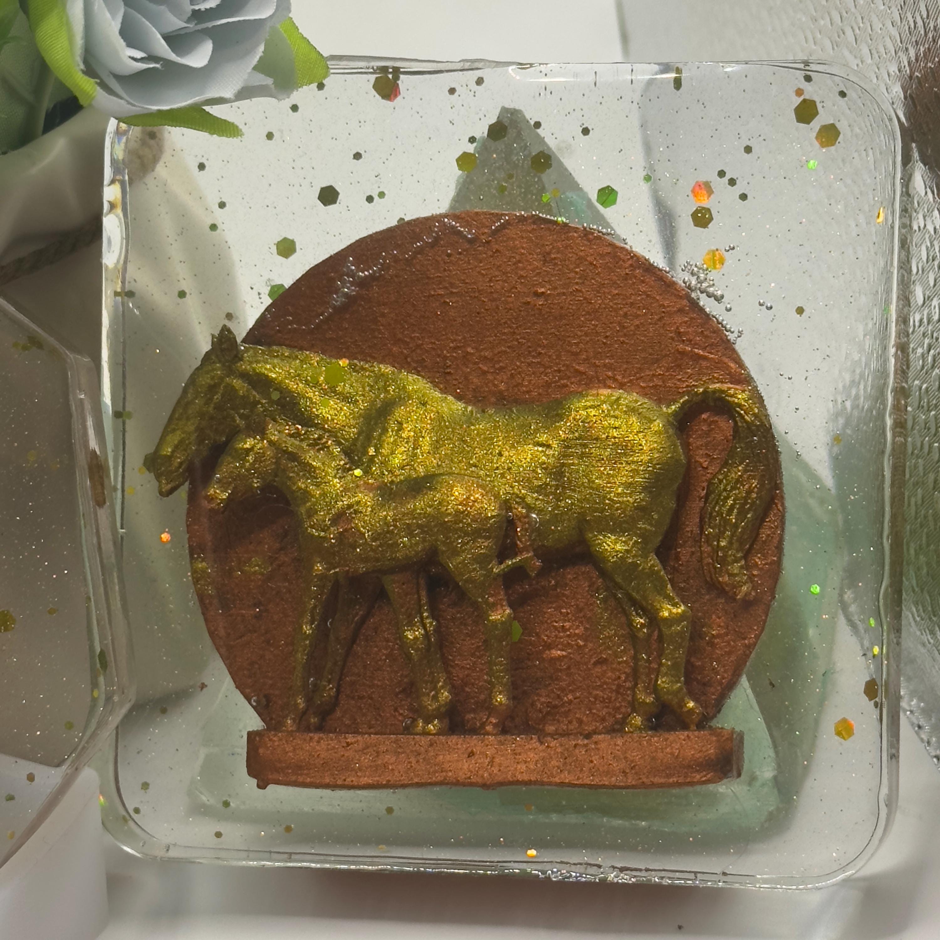 Horse with Pony Resin Coaster – Handmade Equestrian & Animal Lover Gift