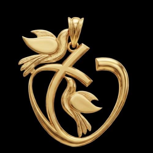 3D Dove Heart Pendant – Gold or Sterling Silver Love Necklace