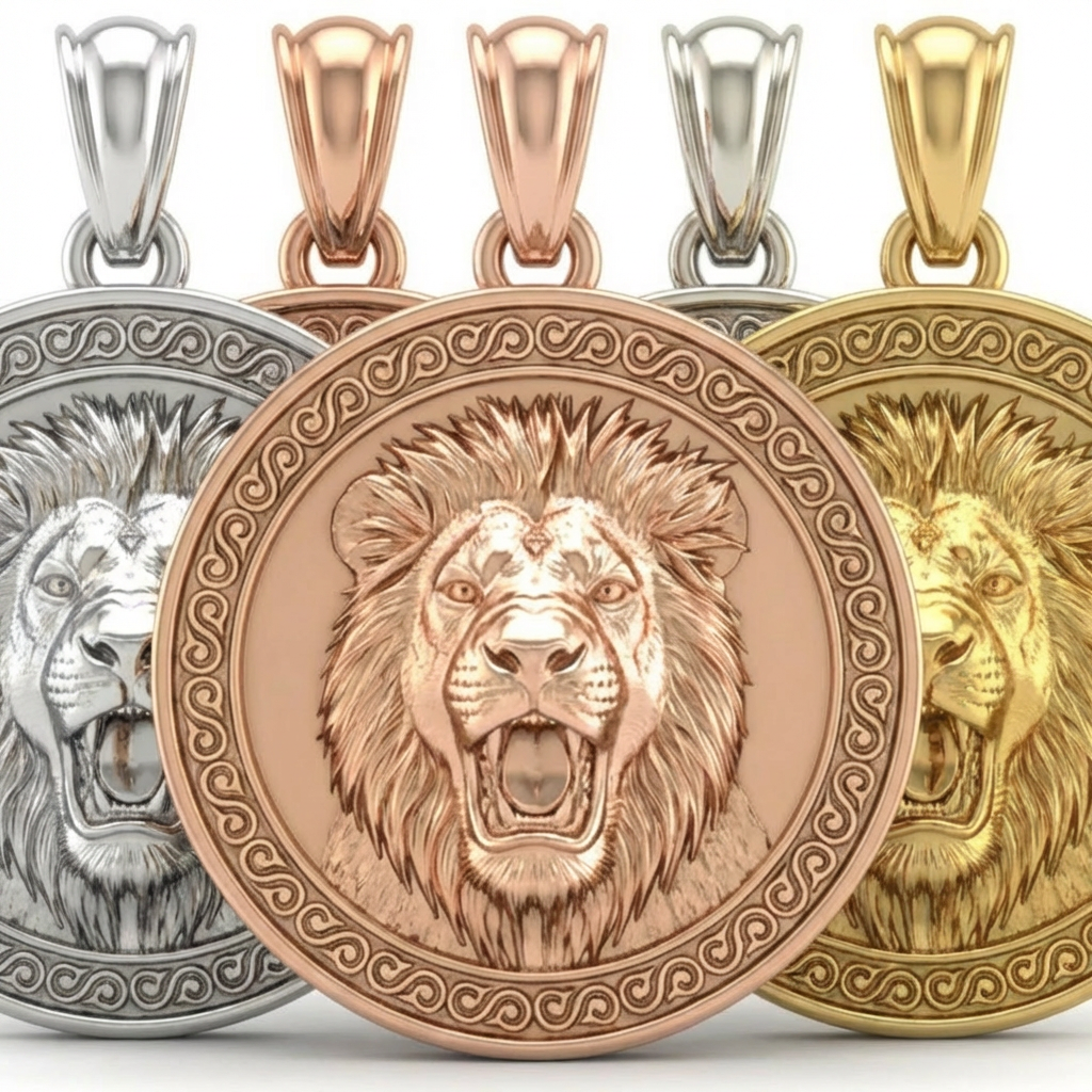 Lion Portrait Pendant Necklace in Gold or Sterling Silver – Regal Wildlife Jewelry, Powerful Animal Design for Collectors