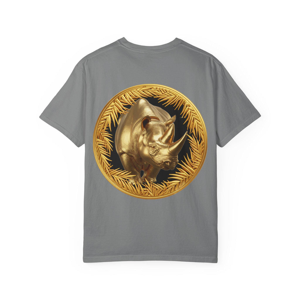Majestic Rhino Gold T-Shirt Unique Wildlife Design with Bold Luxury Gold Print