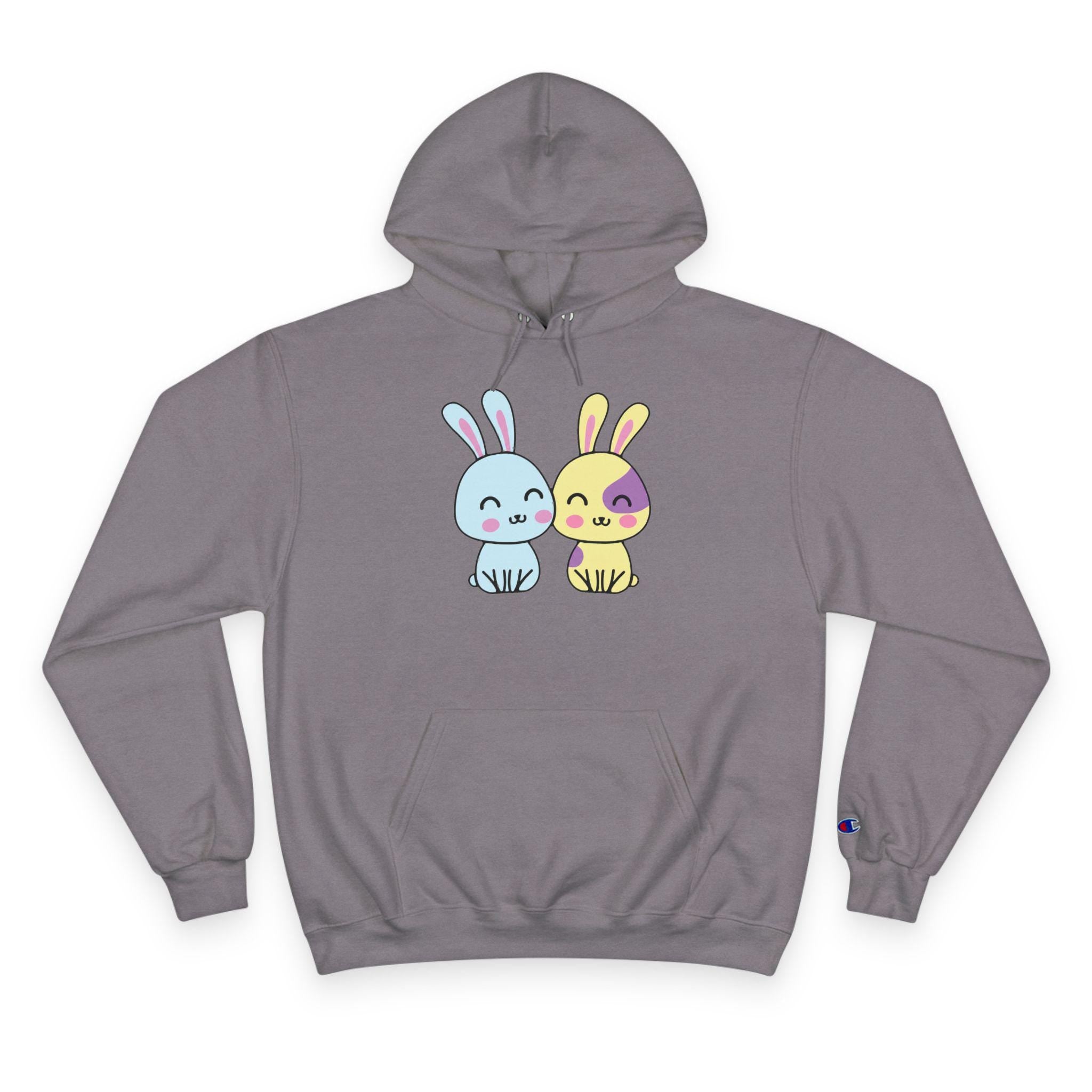 Kawaii Bunnies Hoodie, Matching Pastel Graphic Sweatshirt