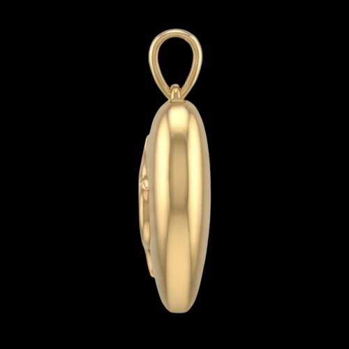 Heart Dove Pendant in polished sterling silver or gold by MokshaGoldSculptures, side view, oval locket with top loop.  MokshaGoldSculptures