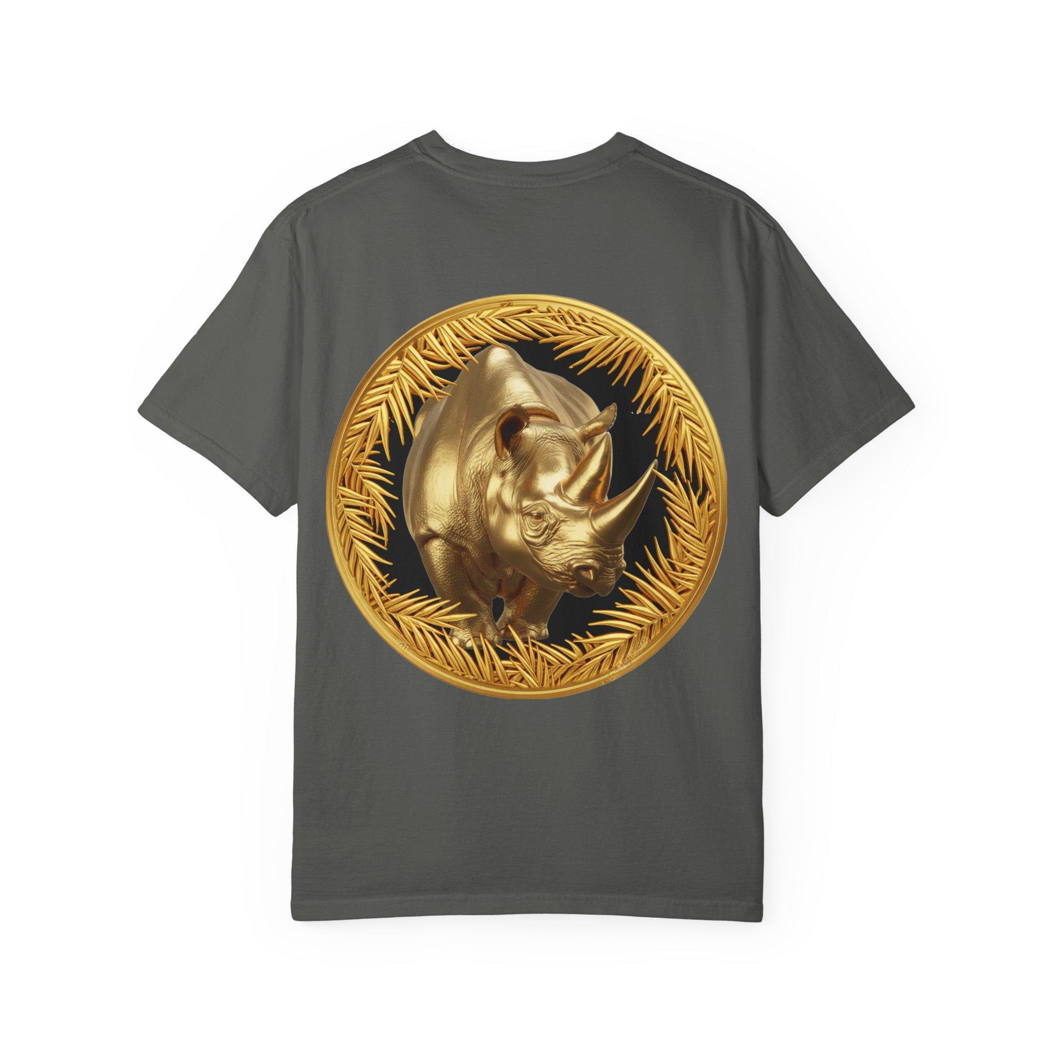 Majestic Rhino Gold T-Shirt Unique Wildlife Design with Bold Luxury Gold Print