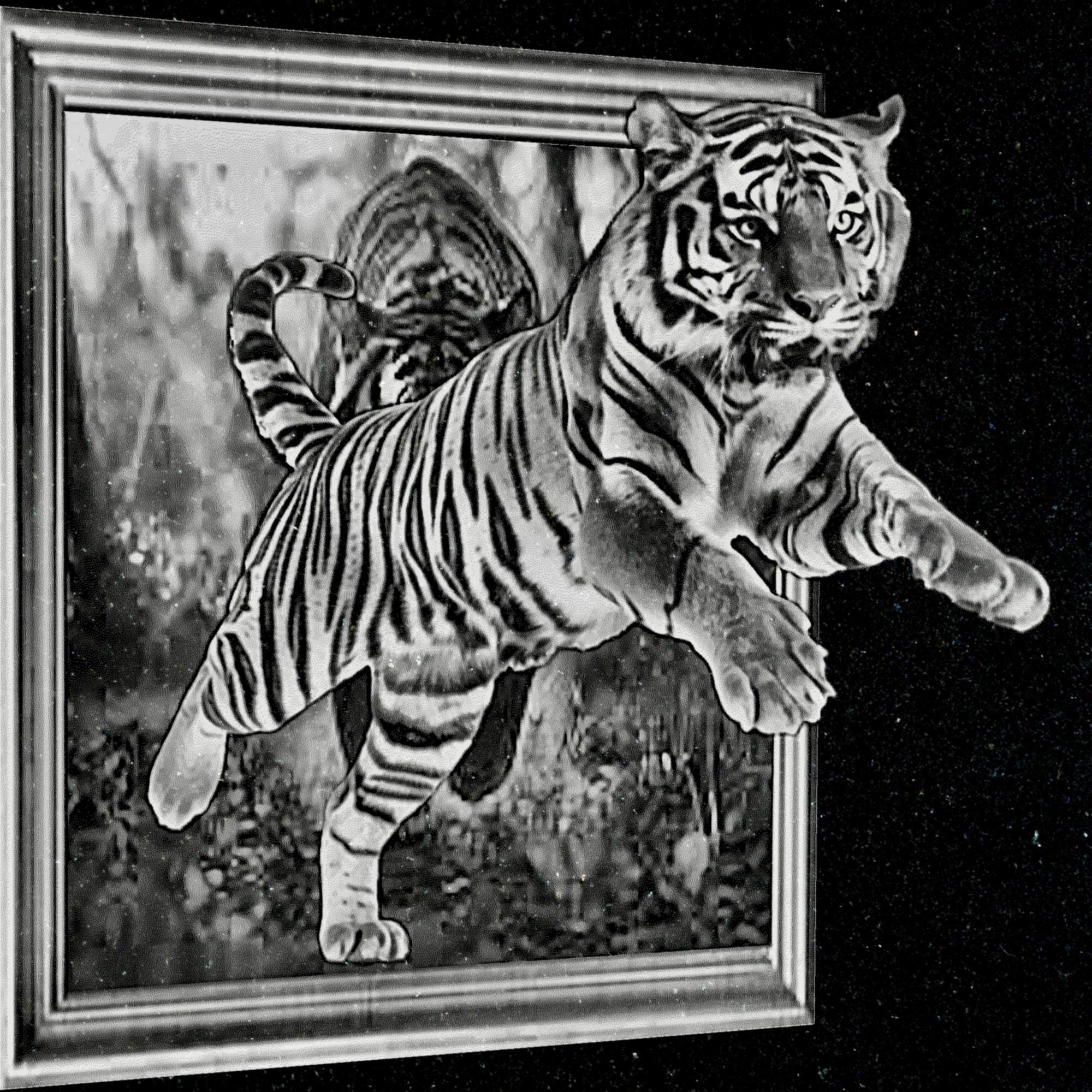 Lions & Tigers 3D Effect PNG Bundle by MokshaGoldSculptures, digital art for zodiac jewellery, metal finish visible.