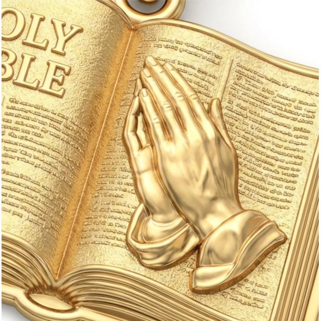 Holy Bible Praying Hands Pendant with Scripture Pages – Christian Faith Necklace