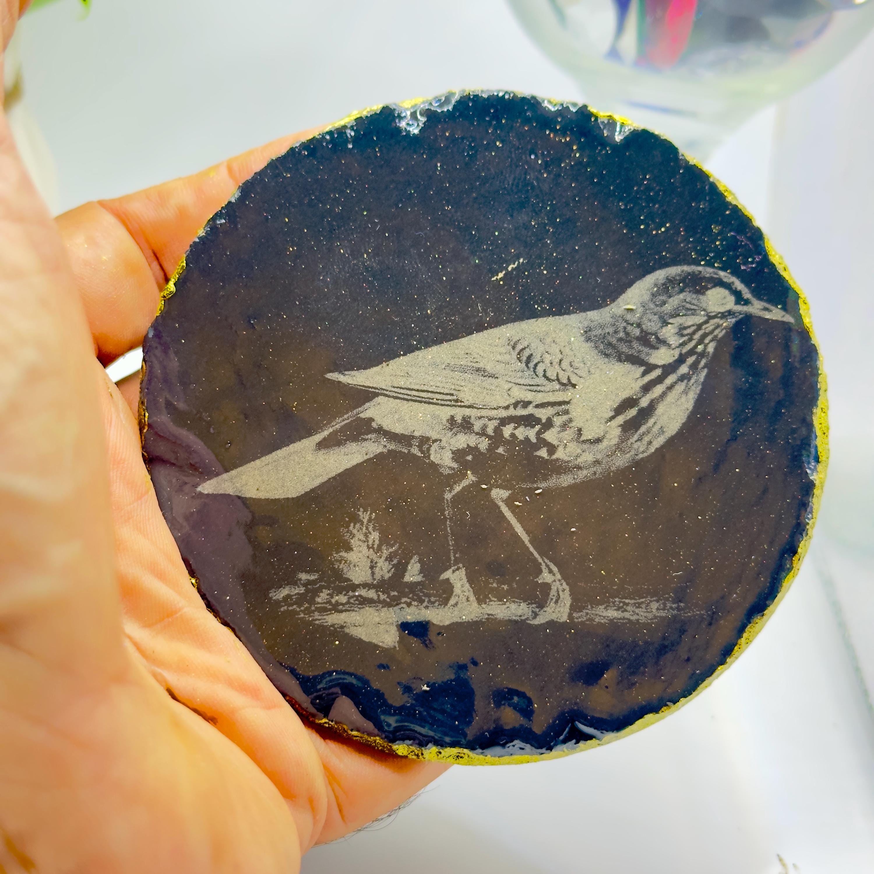 Starling Bird Slate Coaster | Handmade Engraved Wildlife Coaster | British Bird Gift | Nature Lover Home Decor