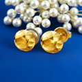 Faceted Round Stud Earring – 10mm Geometric Dome Stud in Polished Gold