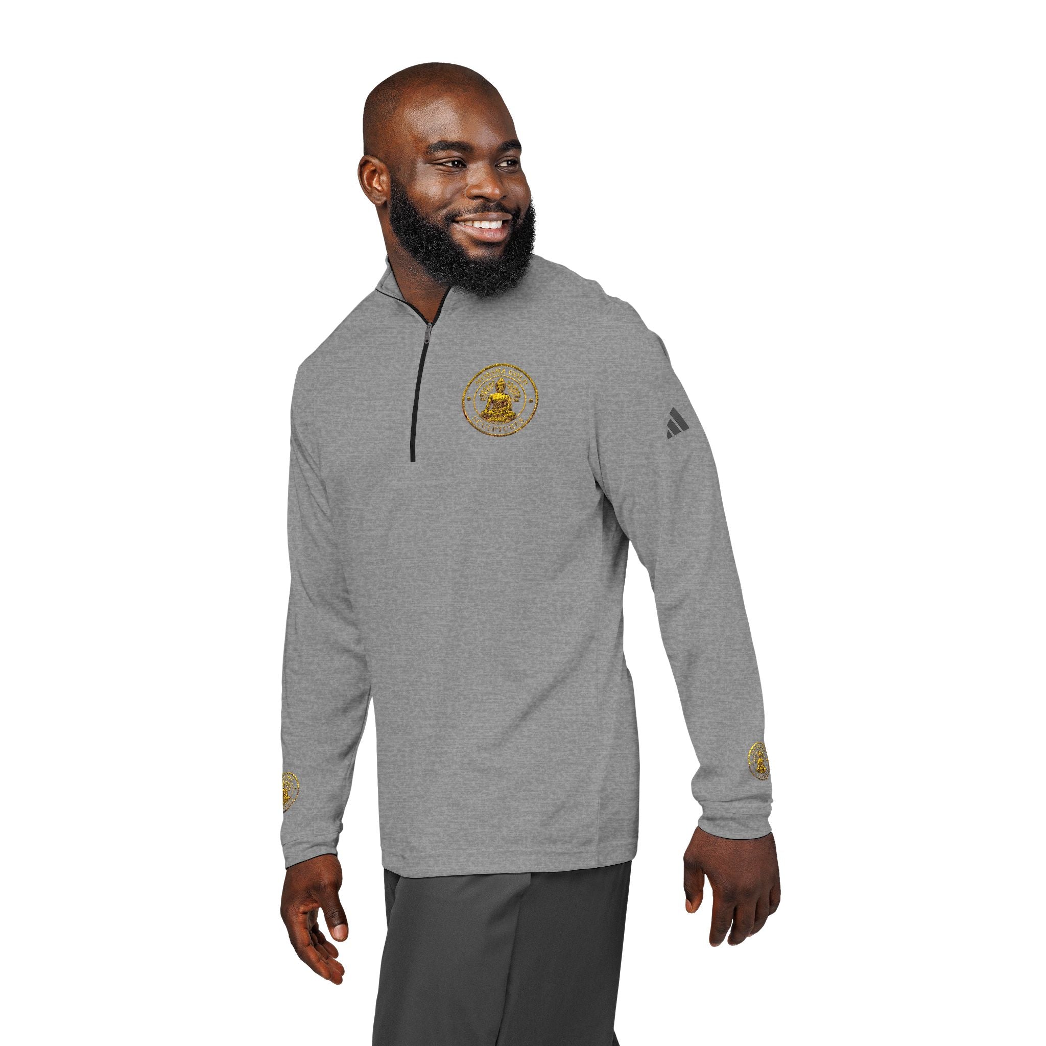 Embroidered adidas Quarter-Zip Pullover — White Performance Jacket with Crest