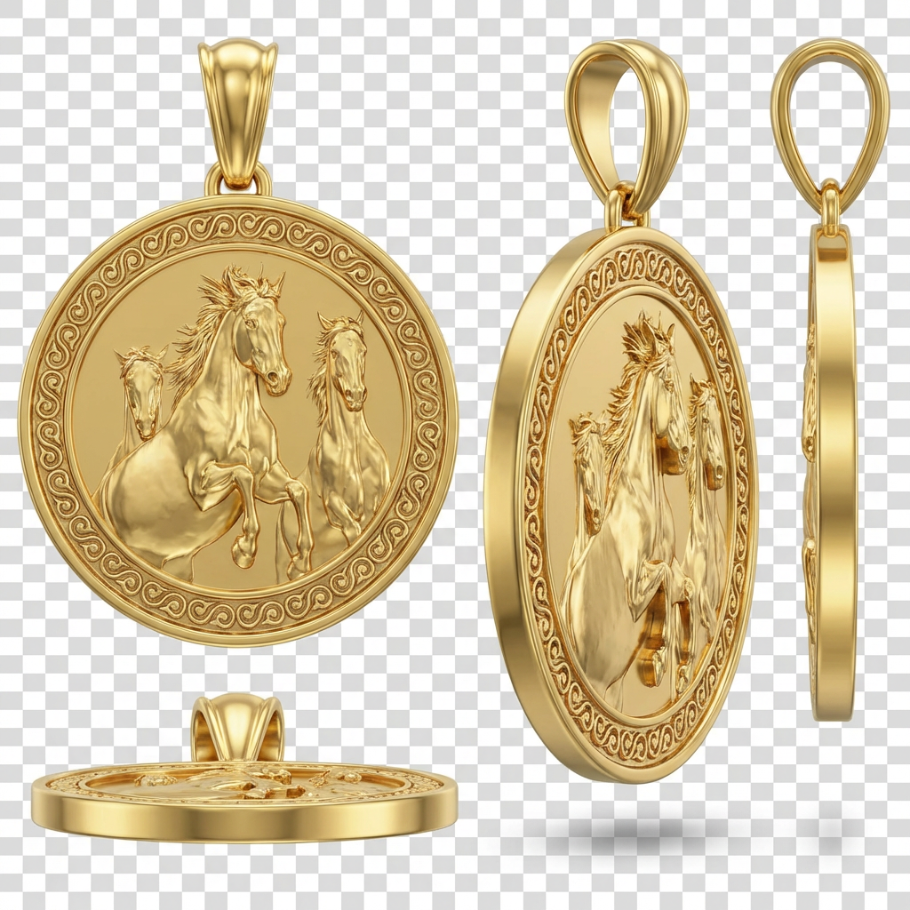 Three Horses Galloping Pendant Necklace in Gold or Sterling Silver – Dynamic Wildlife Jewelry, Elegant Horse Lover Statement Piece