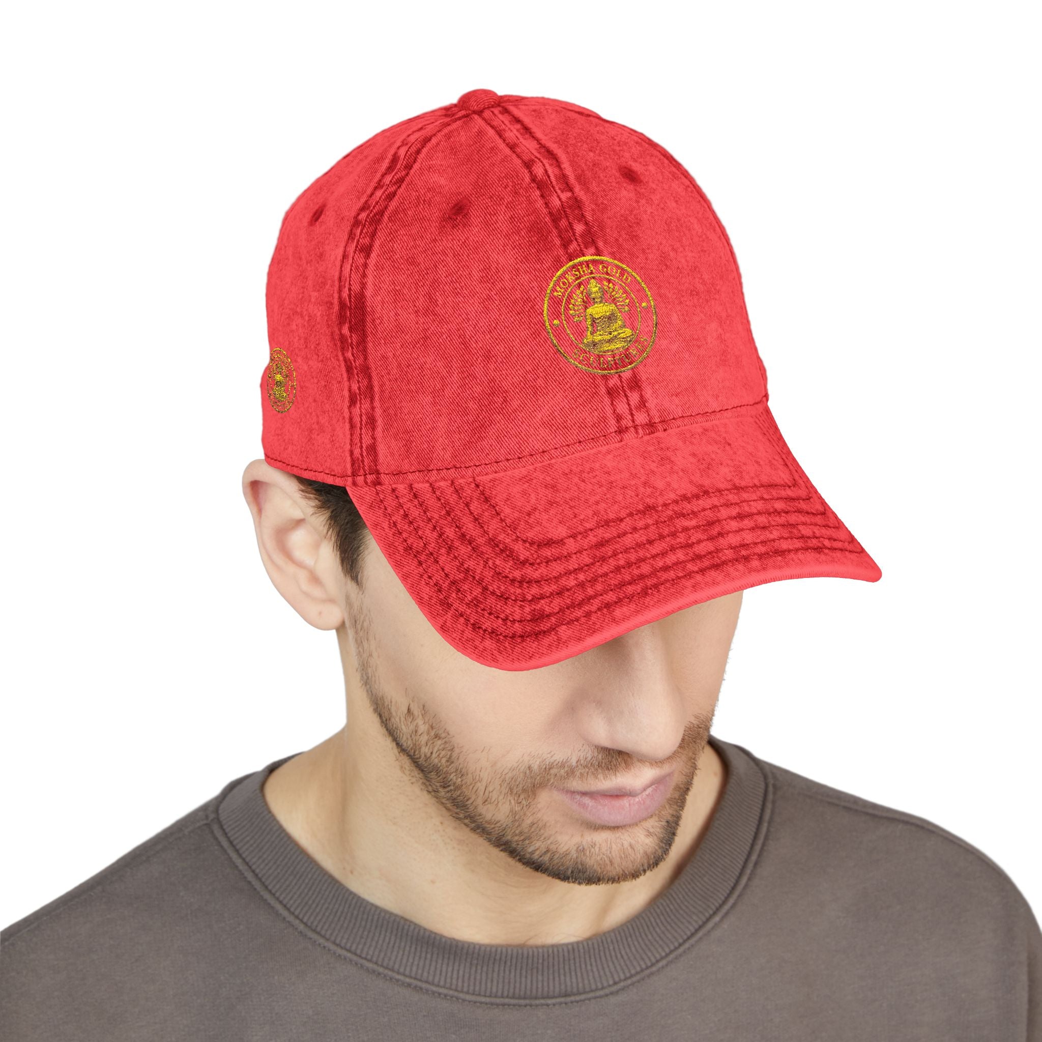 Vintage Embroidered Cap – Gold Seal Logo Hat
