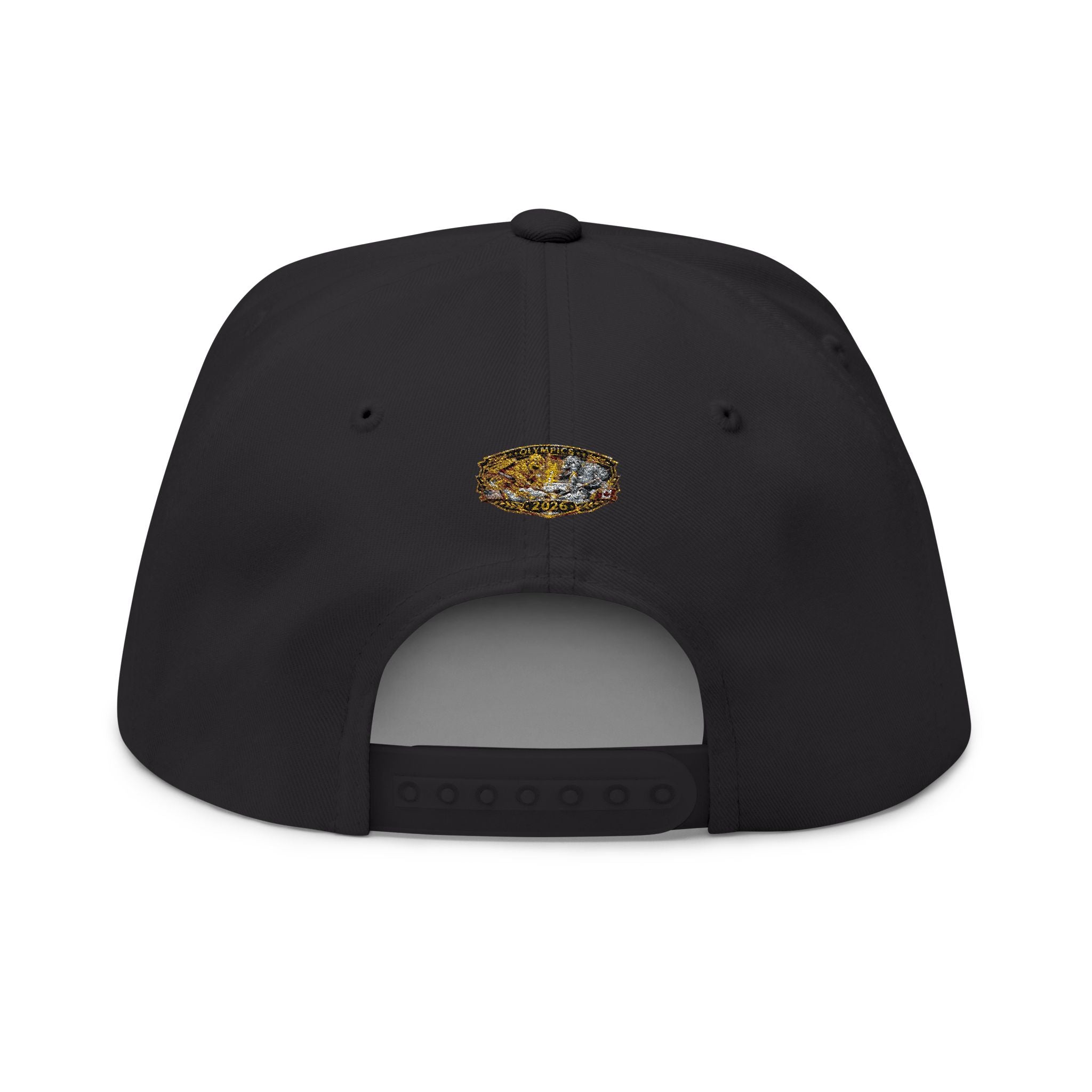 Embroidered 2020 Olympics Flat Bill Cap — Gold Laurel Athlete Patch