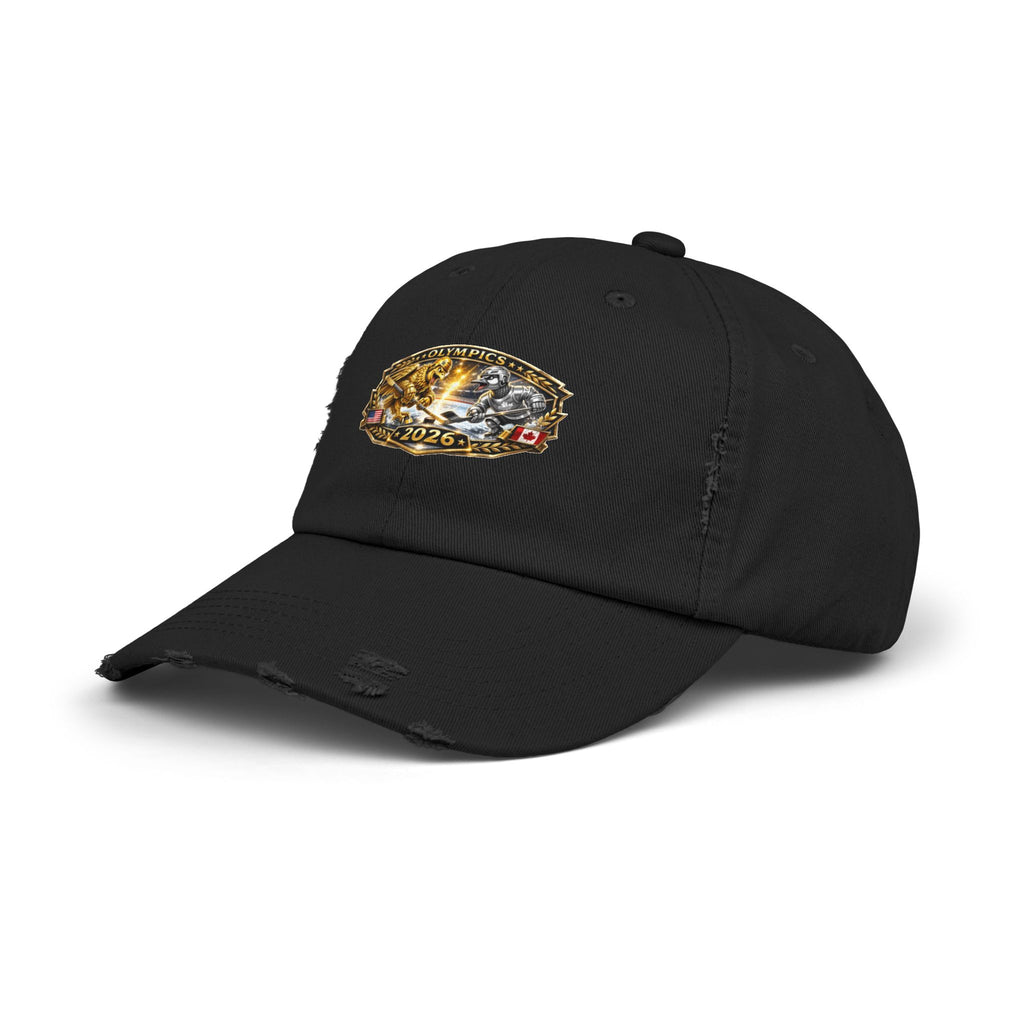 Distressed Baseball Cap — 2026 Olympic Crest Vintage Patch