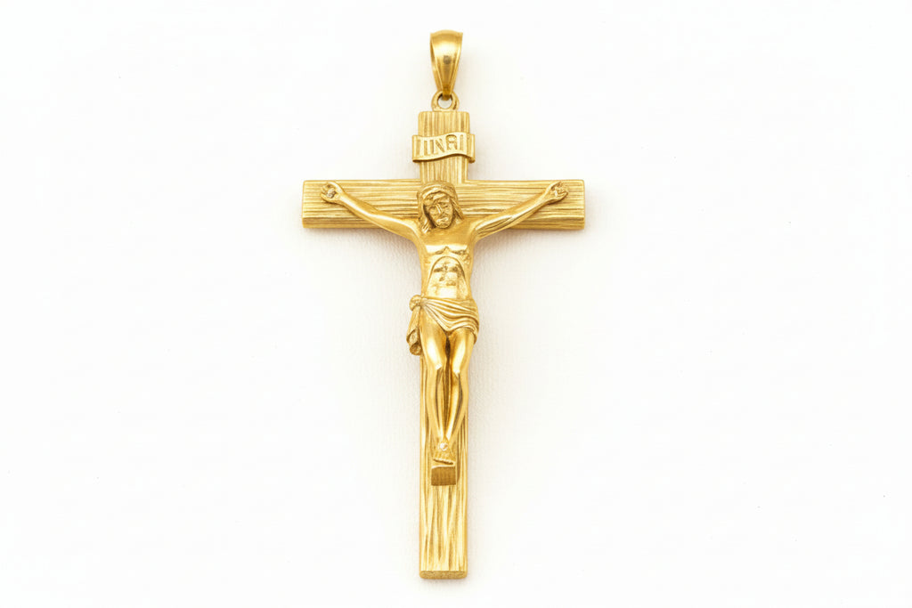 INRI Jesus Crucifix Pendant | Sterling Silver & Brass | Catholic Christian Jewelry | 25mm