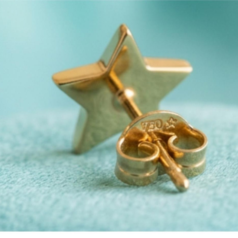 Star Stud Earrings Yellow Gold Rose Gold White Gold Minimalist Unisex Jewelry 12mm