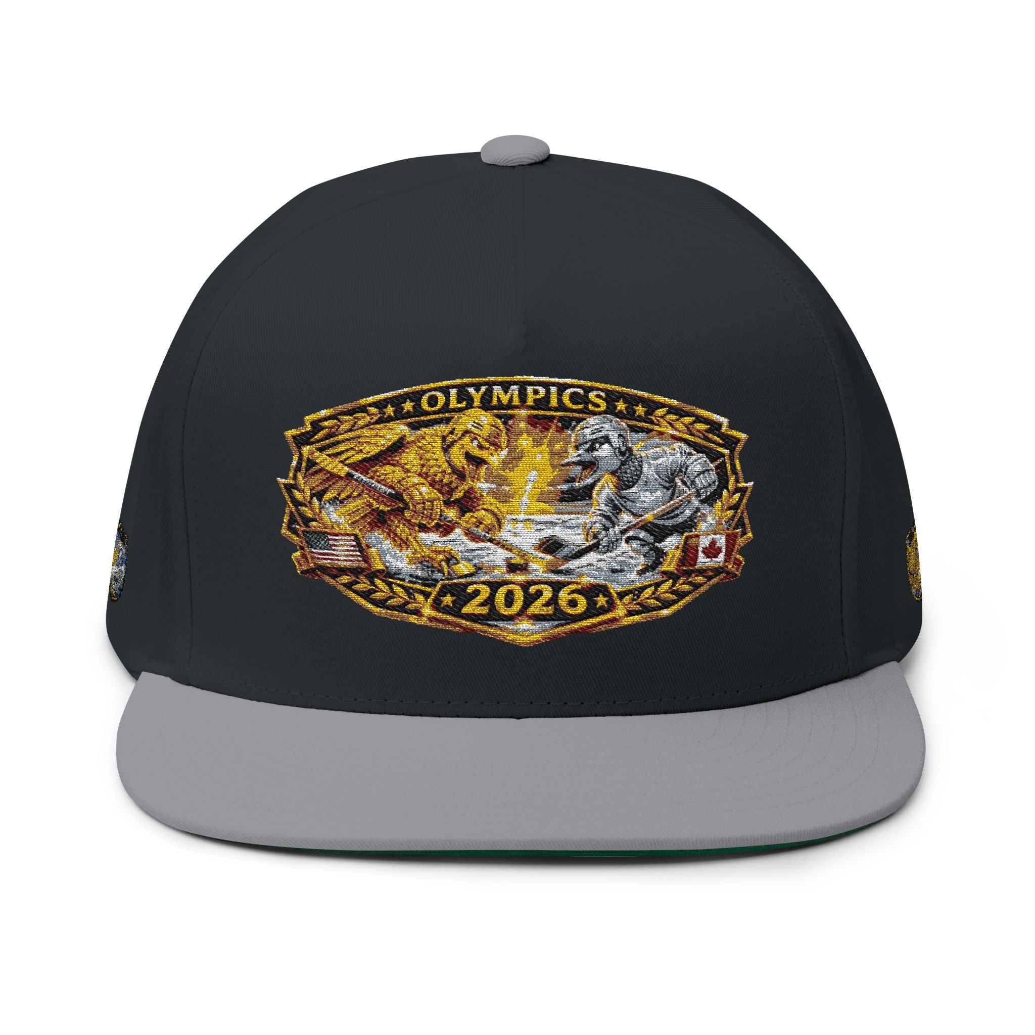 Embroidered 2020 Olympics Flat Bill Cap — Gold Laurel Athlete Patch