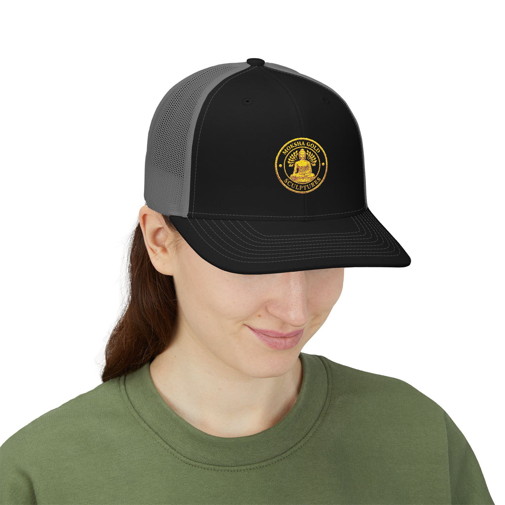 Embroidered Trucker Cap — Classic Gold Crest Snapback