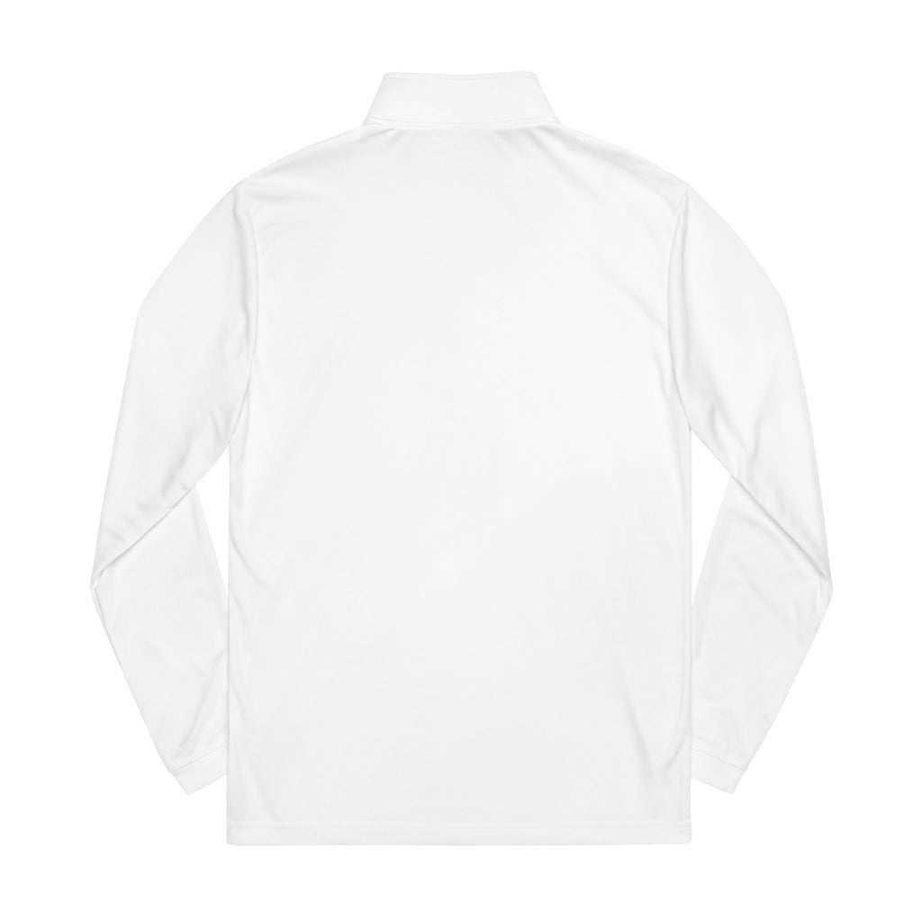 Embroidered adidas Quarter-Zip Pullover — White Performance Jacket with Crest