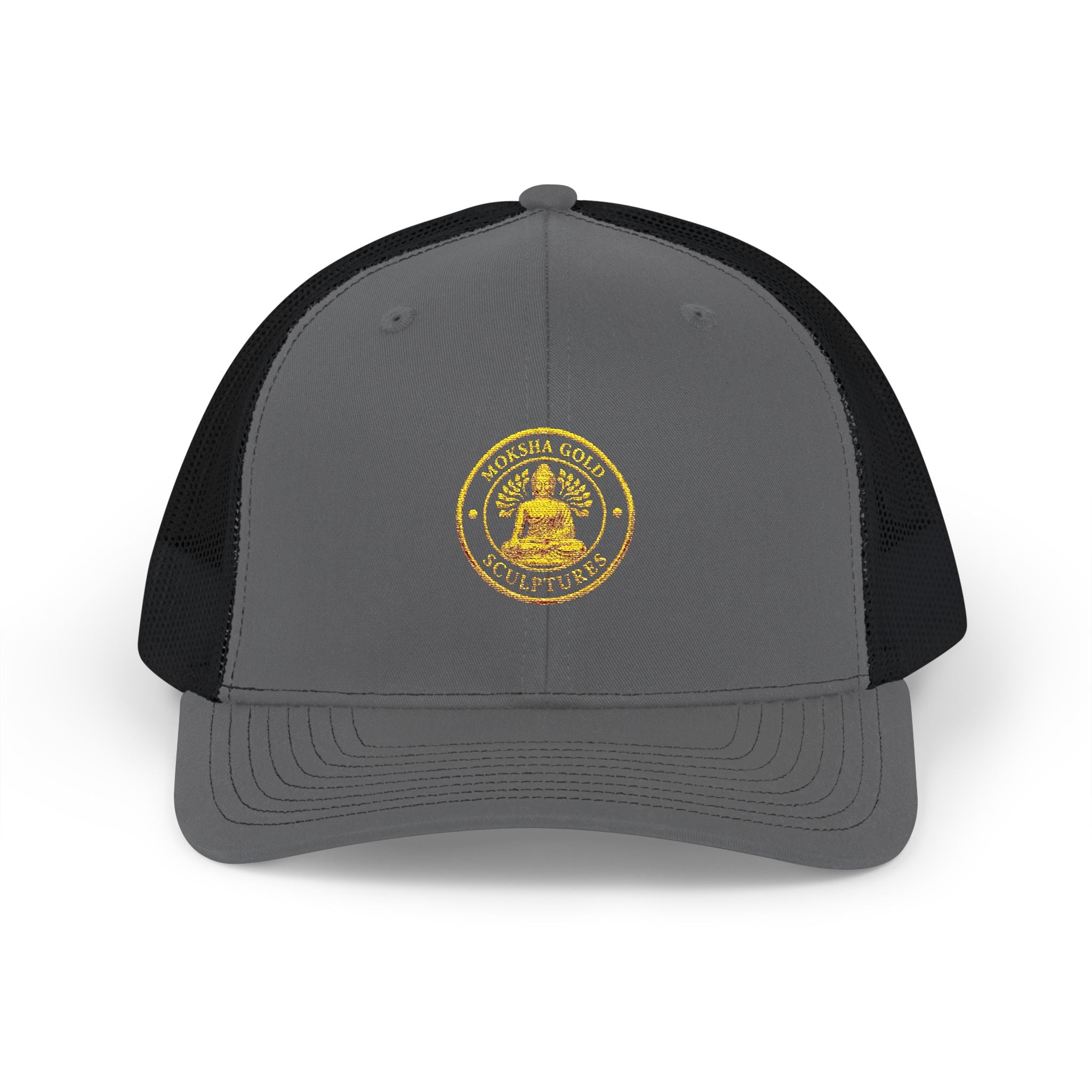 Embroidered Trucker Cap — Classic Gold Crest Snapback