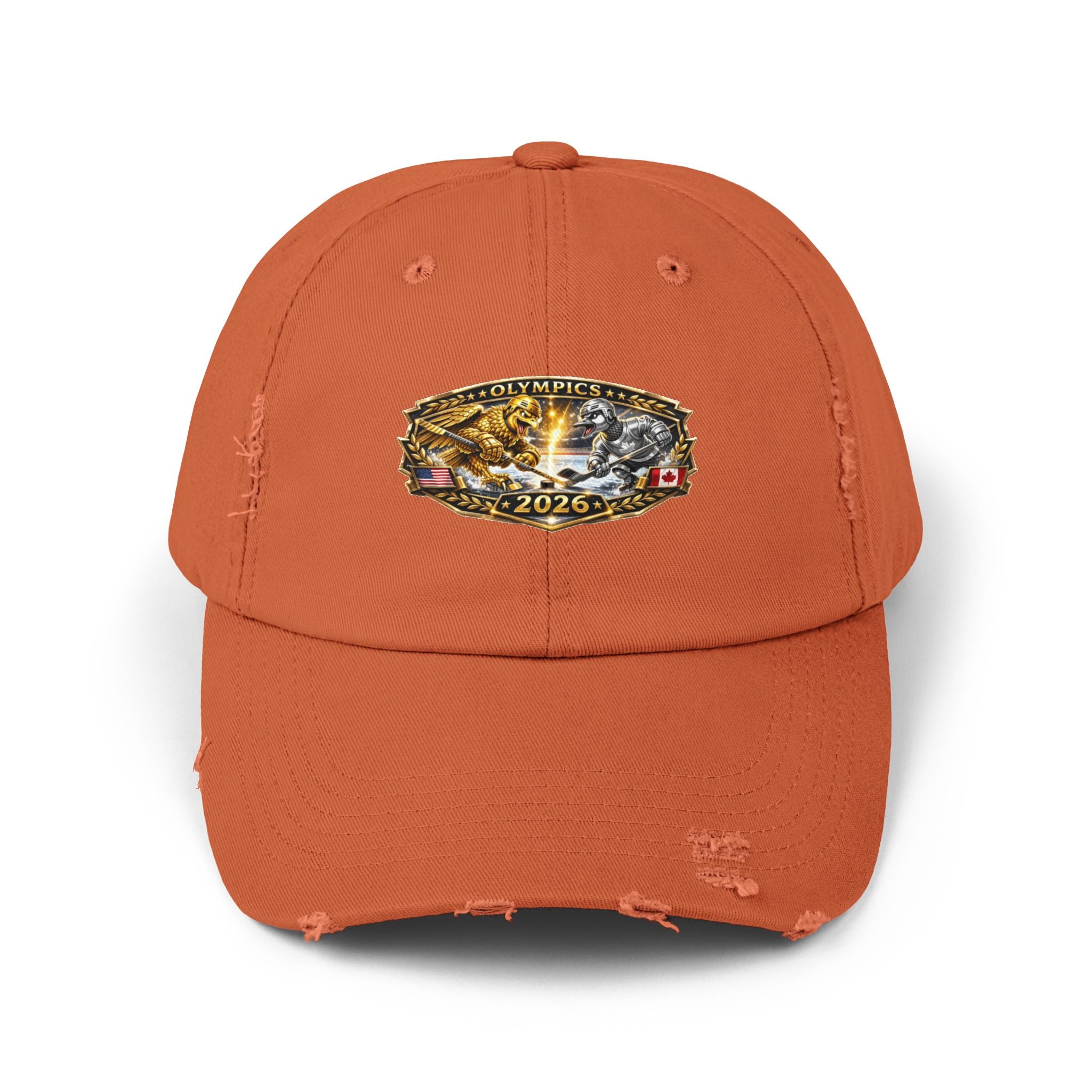 Distressed Baseball Cap — 2026 Olympic Crest Vintage Patch