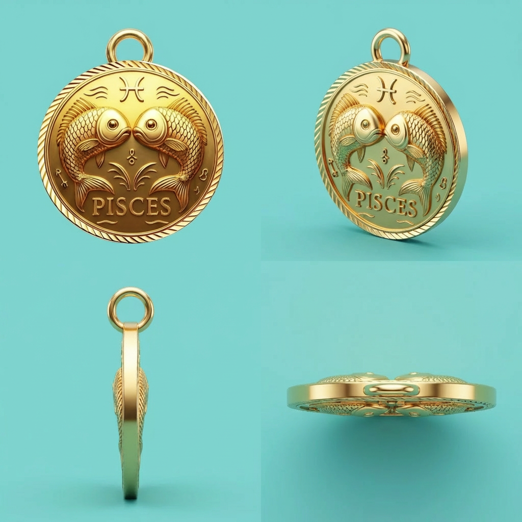Pisces Zodiac Necklace Pendant – Constellation Astrology Jewelry, 3D Printed Gold/Silver/Brass Pendant