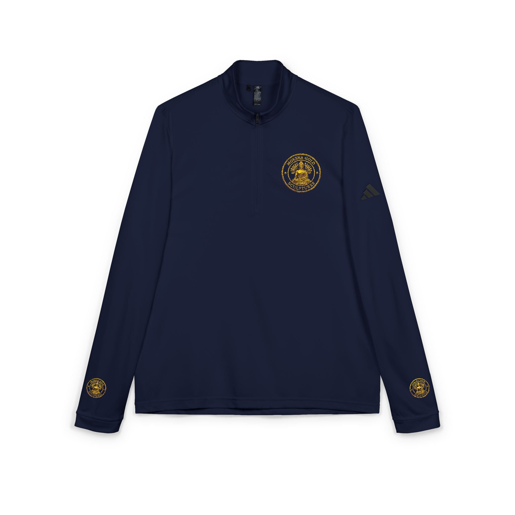 Embroidered adidas Quarter-Zip Pullover — White Performance Jacket with Crest