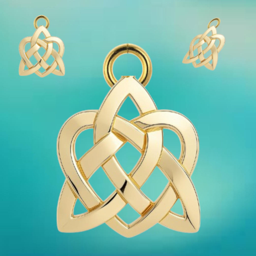 Celtic Knot Heart Pendant Necklace – Solid Gold, Silver or Brass – Romantic Irish Love Jewelry