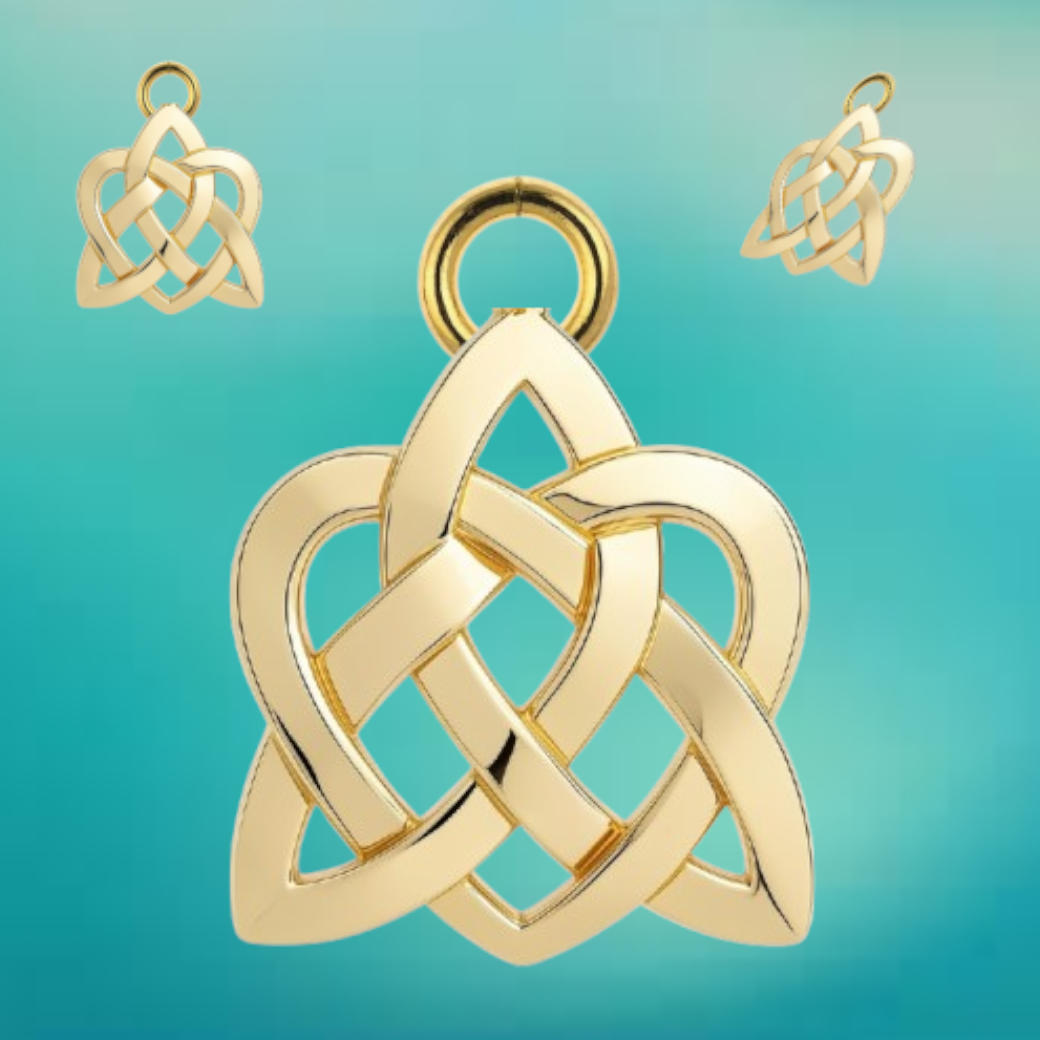 Celtic Knot Heart Pendant Necklace – Solid Gold, Silver or Brass – Romantic Irish Love Jewelry