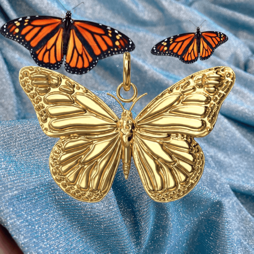 Monarch Butterfly Pendant 20x28x4mm – Nature Inspired Jewelry in Gold, Silver or Brass