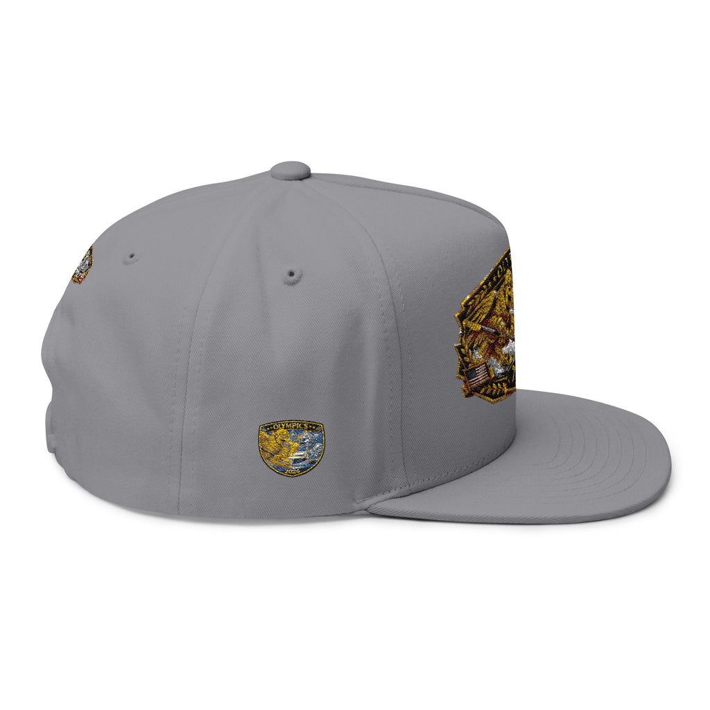 Embroidered 2020 Olympics Flat Bill Cap — Gold Laurel Athlete Patch