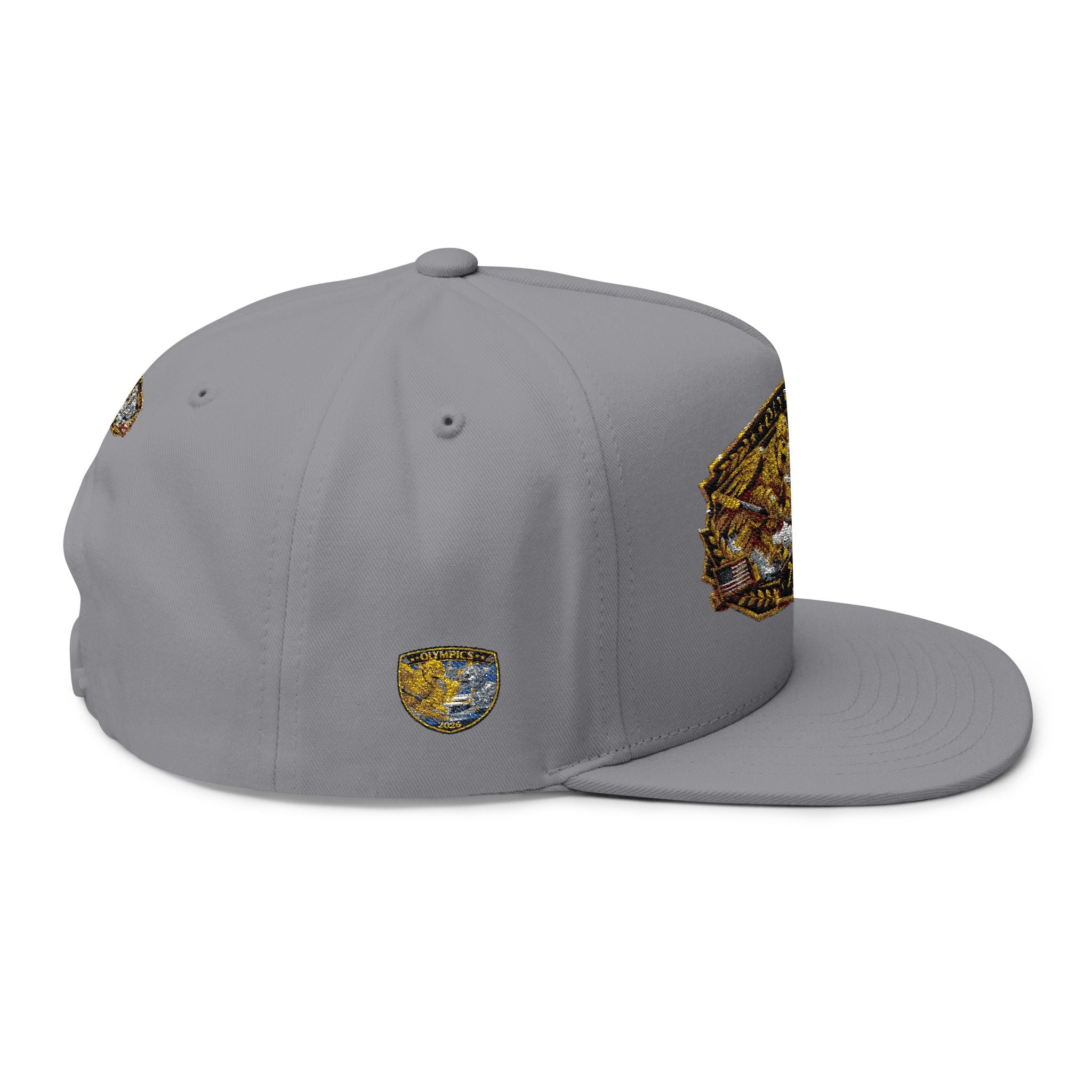 Embroidered 2020 Olympics Flat Bill Cap — Gold Laurel Athlete Patch