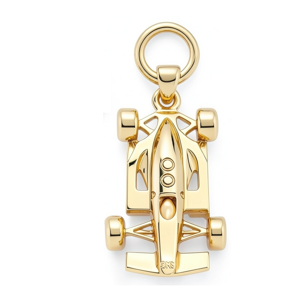 Solid Gold F1 Racing Car Pendant – Motorsport Luxury Charm | 35x15x6mm