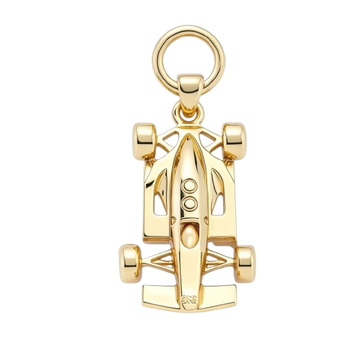 Solid Gold F1 Racing Car Pendant – Motorsport Luxury Charm | 35x15x6mm