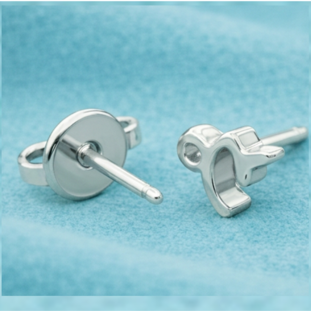 Capricorn Zodiac Symbol Stud Earrings in Silver or Polished Brass | Minimal Astrology Studs | 7 × 7 × 3 mm
