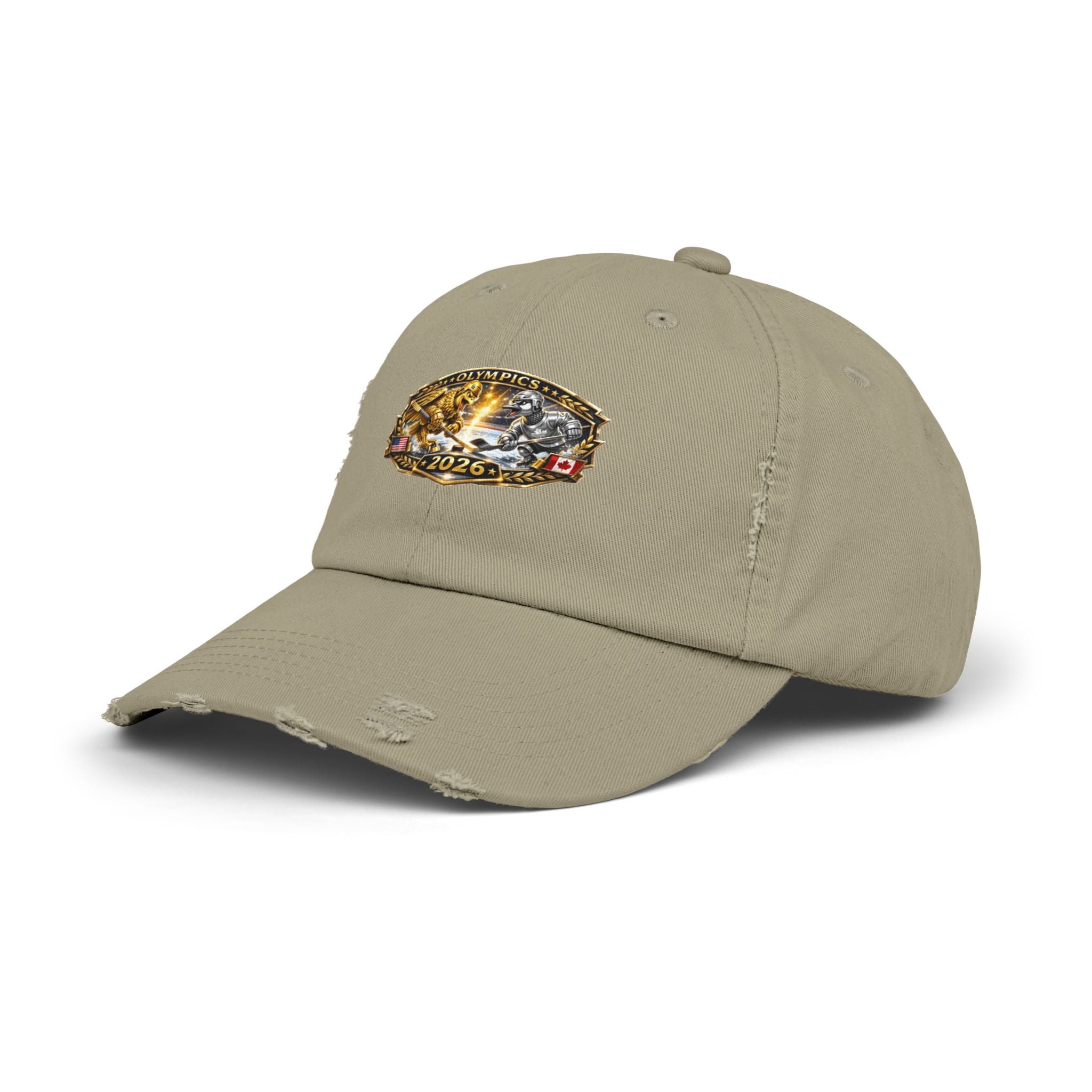Distressed Baseball Cap — 2026 Olympic Crest Vintage Patch