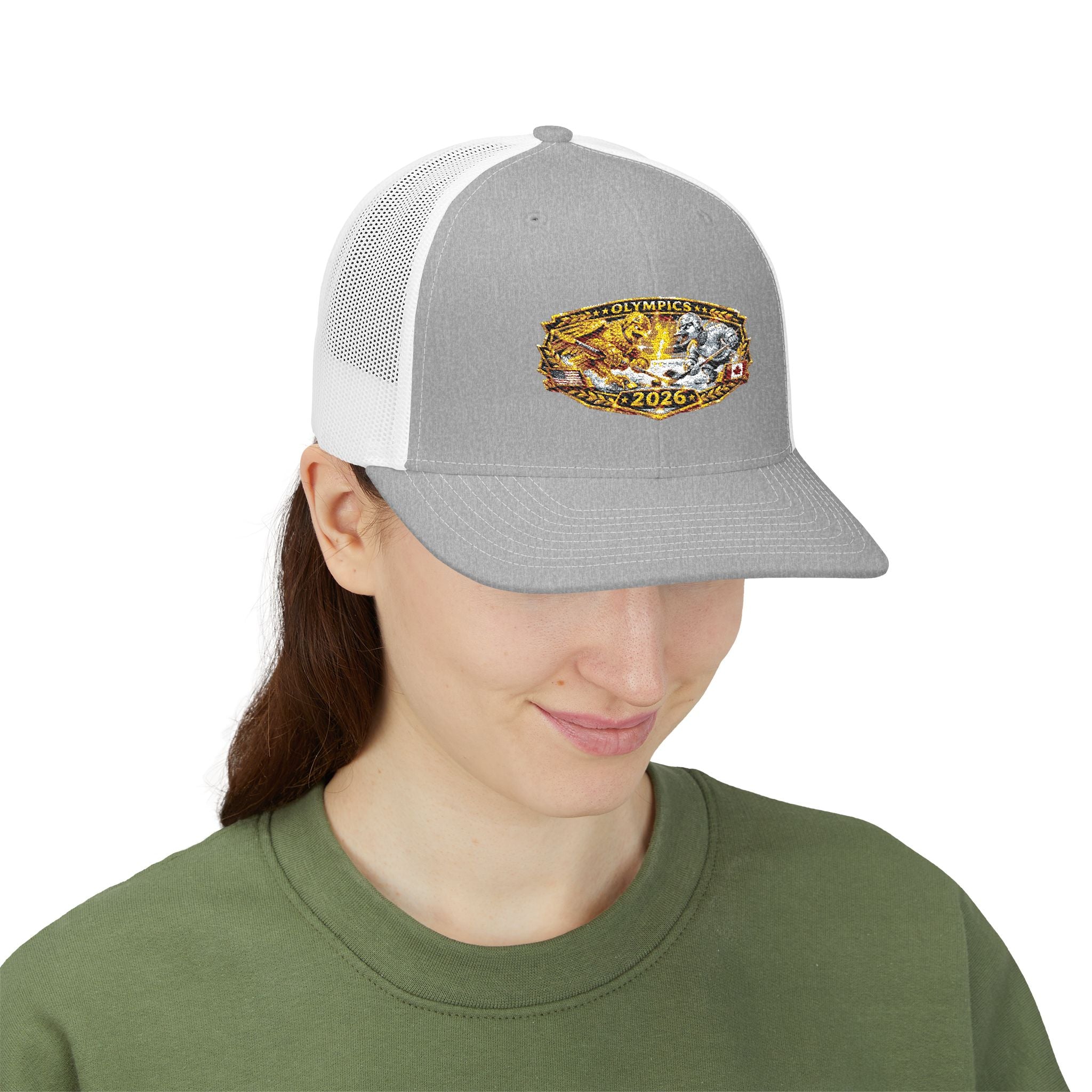 Embroidered Championship Ring Snapback Trucker Hat – 2026 Gold Bling Design