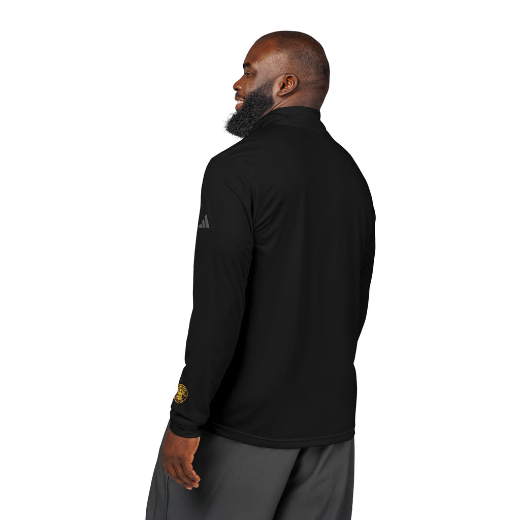 Embroidered adidas Quarter-Zip Pullover — White Performance Jacket with Crest
