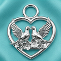 Love Birds Heart Necklace, Romantic Couple Gift, Anniversary Gift for Girlfriend, Symbol of Eternal Love Jewelry – Silver & Polished Brass