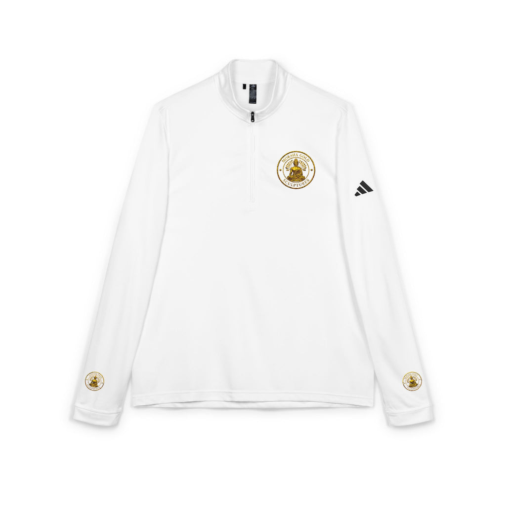 Embroidered adidas Quarter-Zip Pullover — White Performance Jacket with Crest