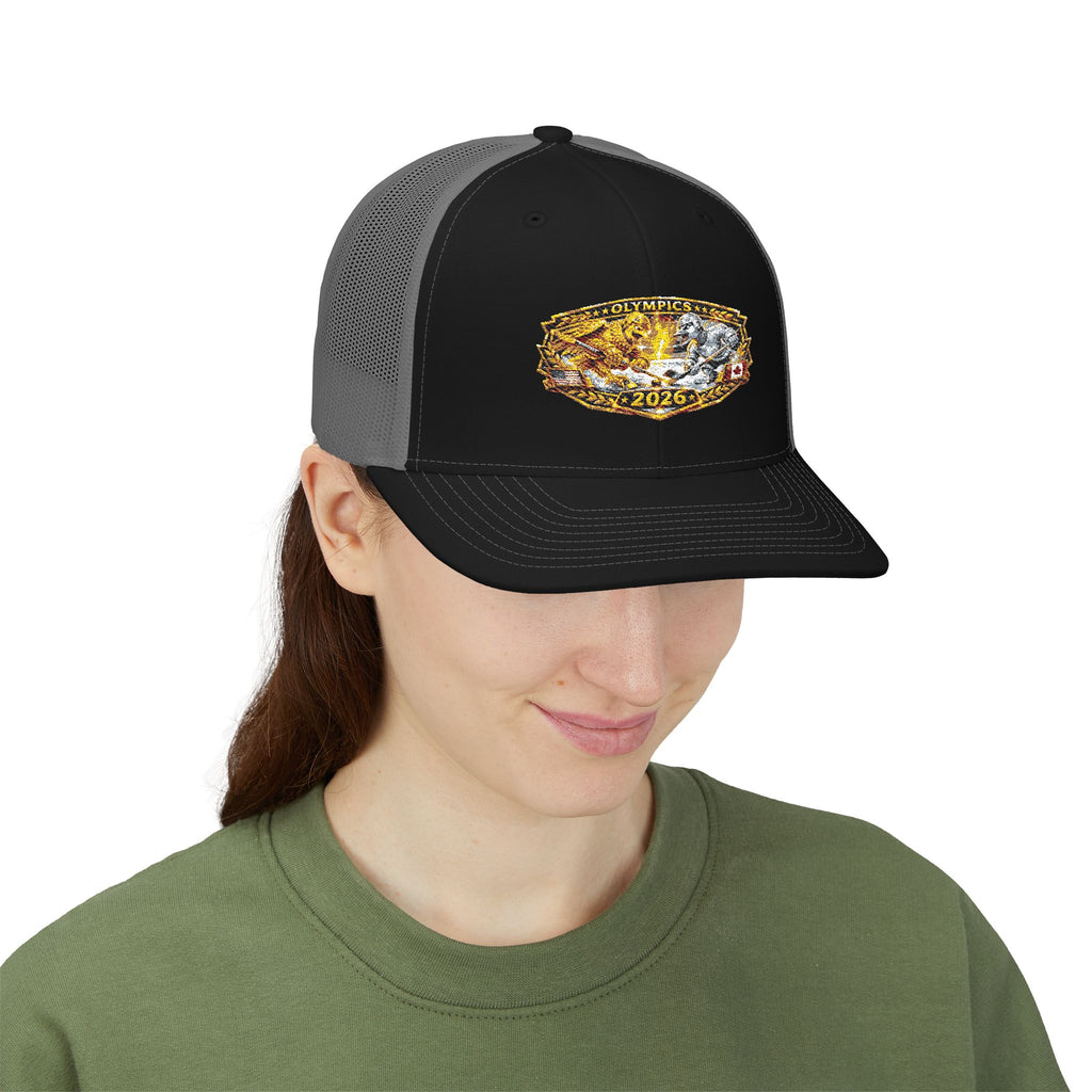 Embroidered Championship Ring Snapback Trucker Hat – 2026 Gold Bling Design