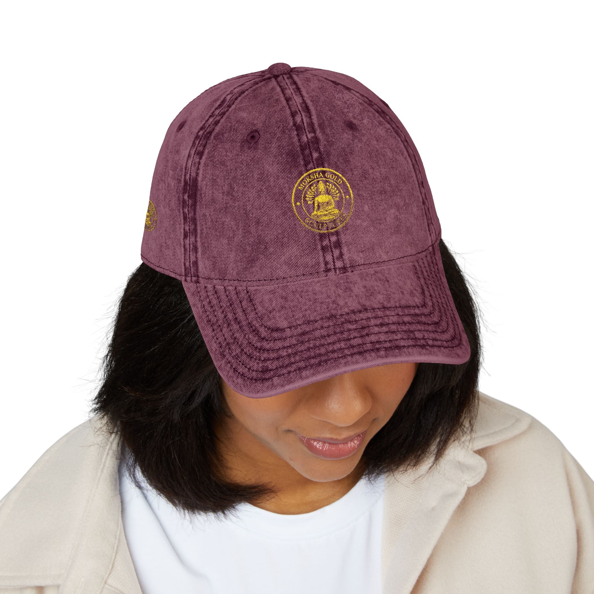 Vintage Embroidered Cap – Gold Seal Logo Hat