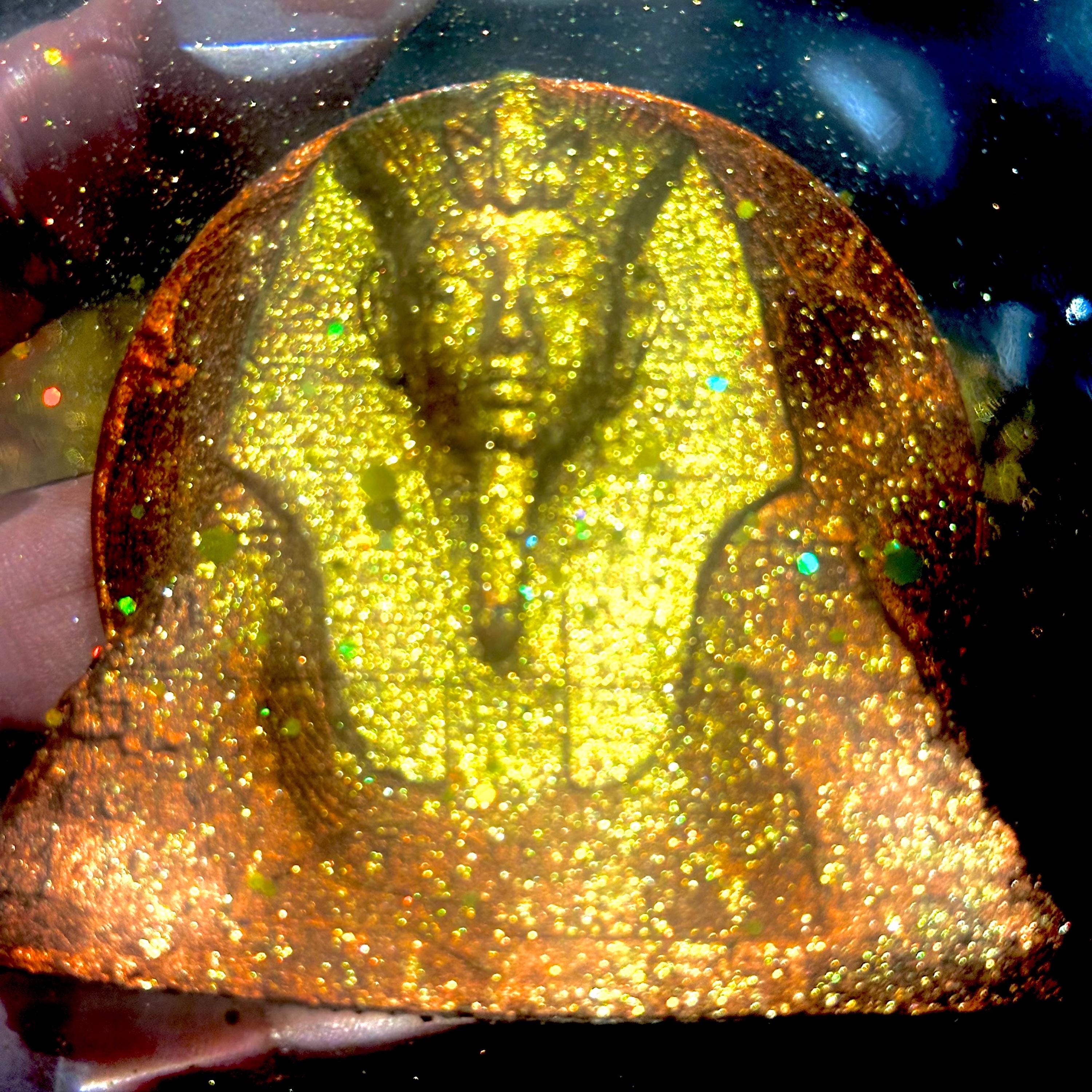 Tutankhamun Coasters | Gold Resin, Glow in the Dark | Handmade Egyptian Decor