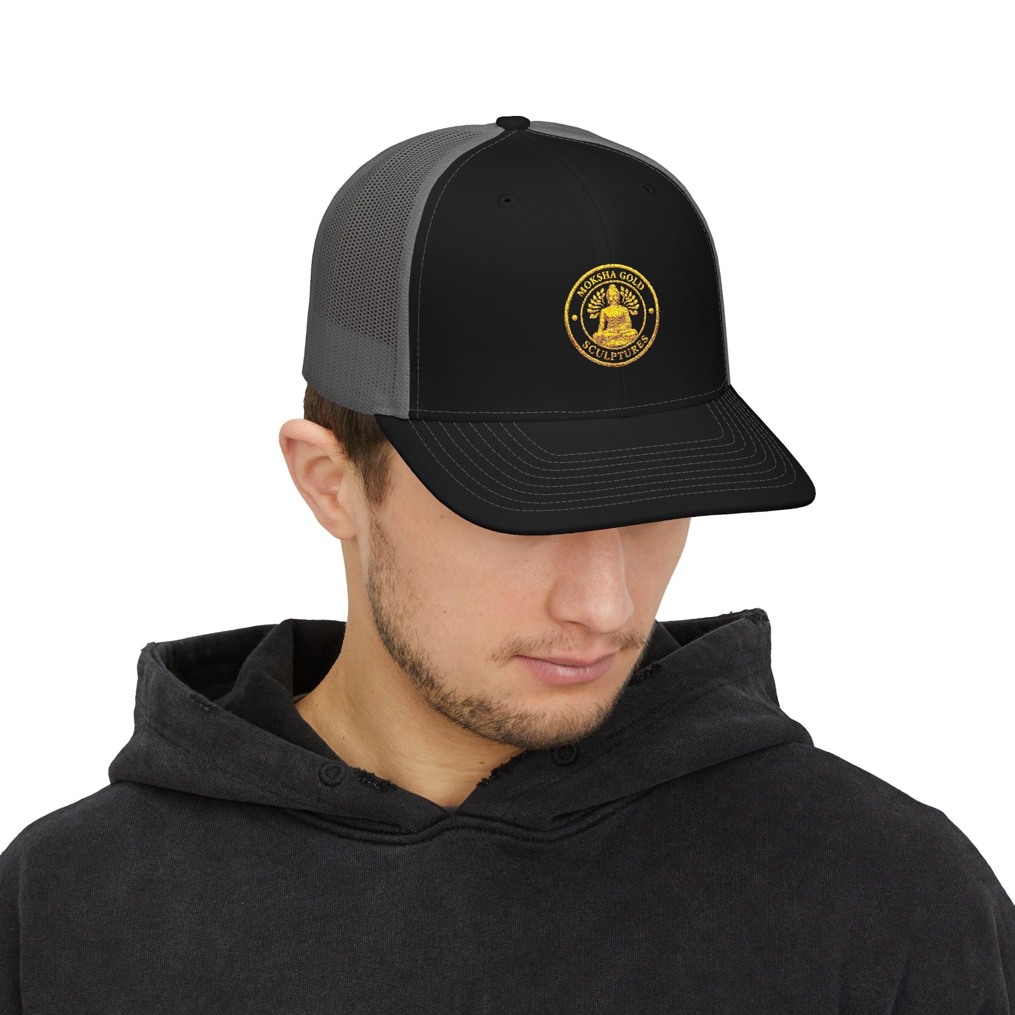 Embroidered Trucker Cap — Gold Seal Logo Snapback