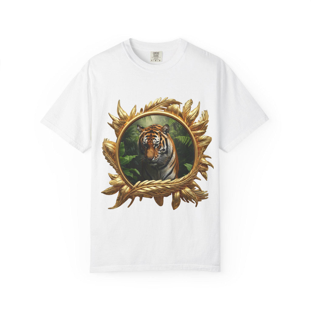 Prowling Tiger T-Shirt, Jungle Wildlife, 3D Gold Print