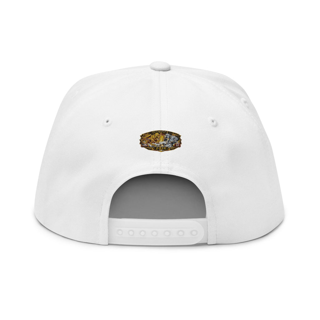 Embroidered 2020 Olympics Flat Bill Cap — Gold Laurel Athlete Patch