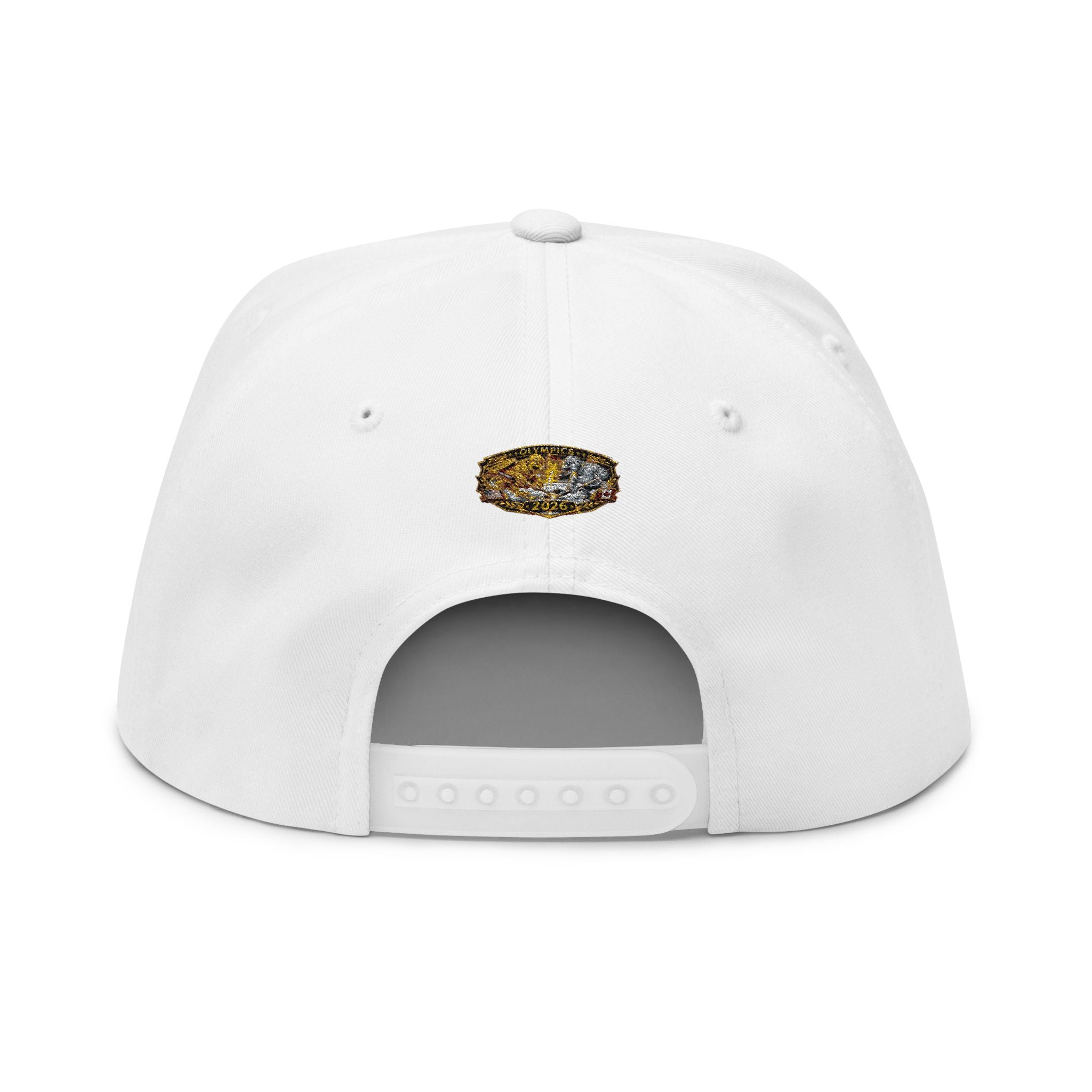 Embroidered 2020 Olympics Flat Bill Cap — Gold Laurel Athlete Patch
