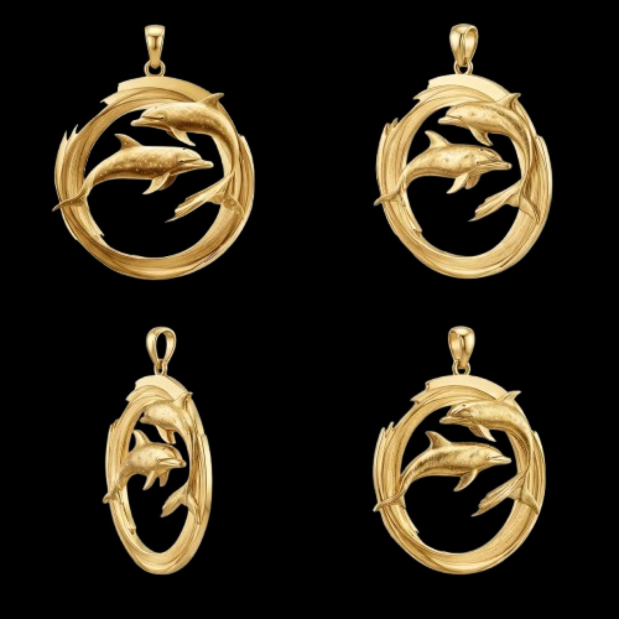 Gold Dolphin Pendant Necklace – Sterling Silver Ocean Jewelry