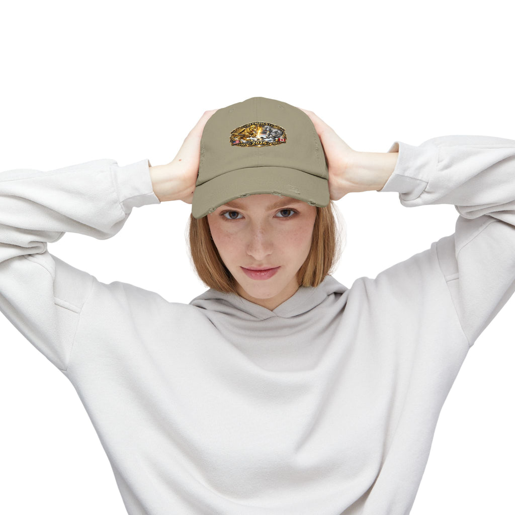 Distressed Baseball Cap — 2026 Olympic Crest Vintage Patch