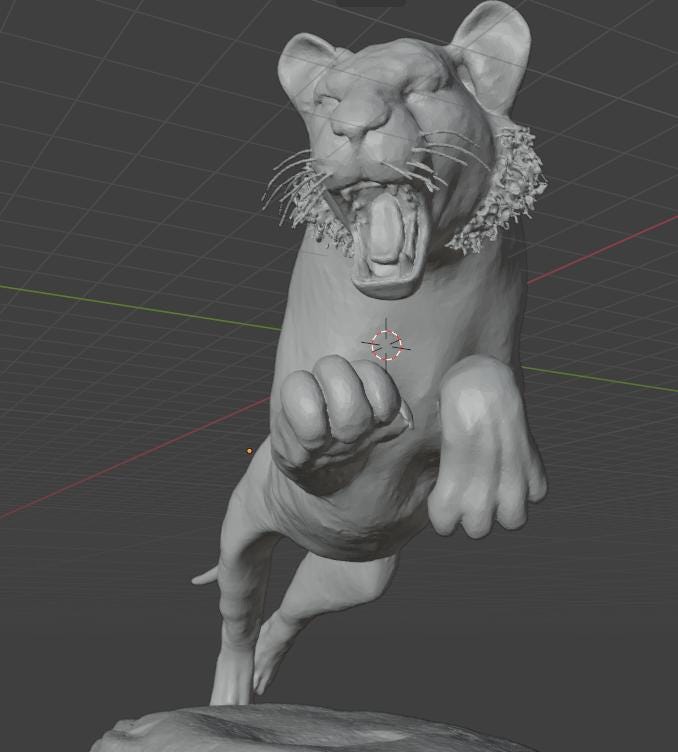 Tiger Attack Statue 3D STL | Digital Download | 3D Printable Big Cat